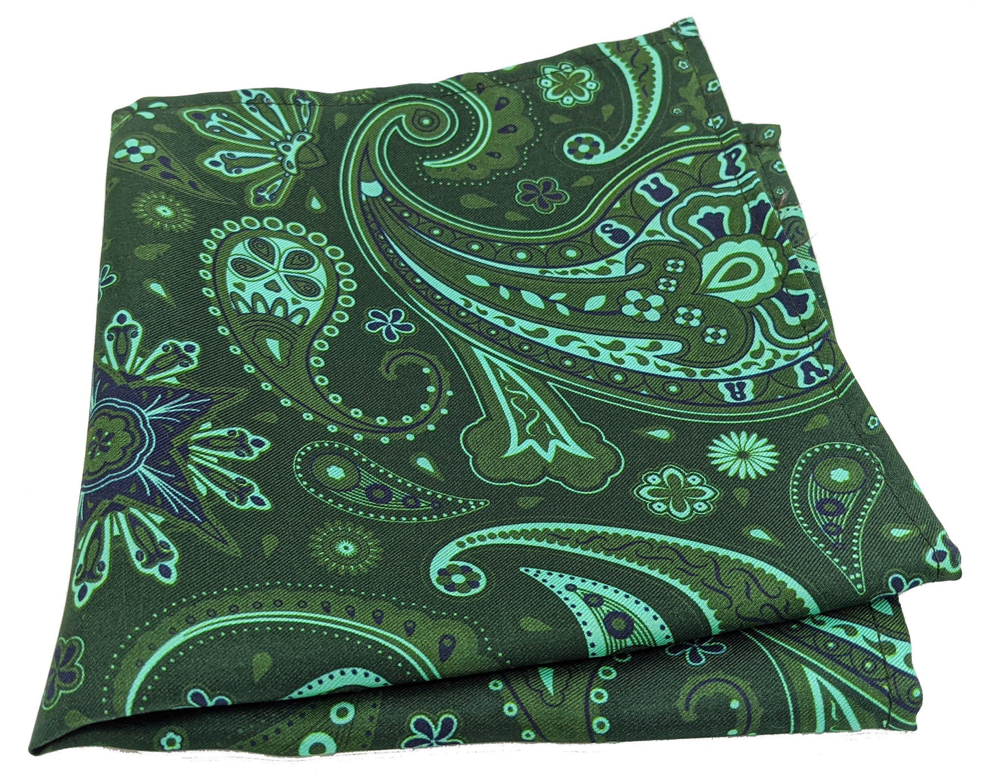 Starburst Green Paisley Silk Handkerchief - Handkerchiefs - - THREADPEPPER