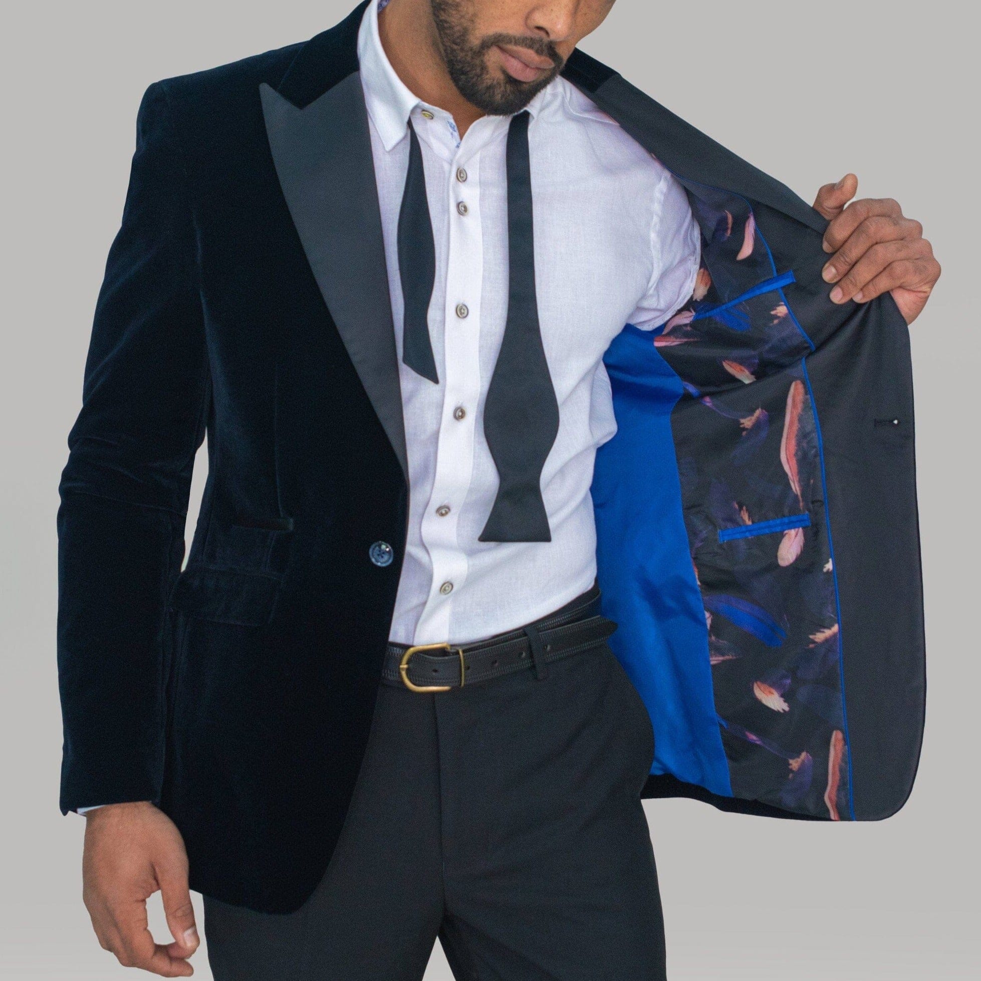 Velvet Navy Blazer Mens Evening Blue Jacket Formalwear Threadpepper