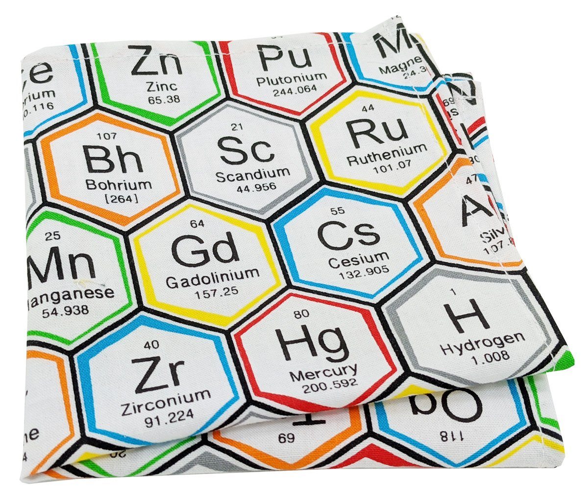 White Periodic Table Science Pocket Square - Handkerchiefs - - THREADPEPPER