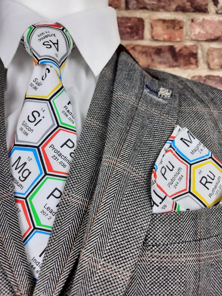 White Periodic Table Science Pocket Square - Handkerchiefs - - THREADPEPPER