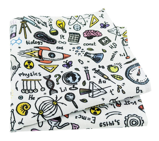 White Science Doodles Pocket Square - Handkerchiefs - - THREADPEPPER